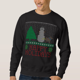 Happy Holidays Funny Dog Peeing Snowman Christmas Sweatshirt