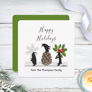 Happy Holidays Funny Penguin Whimsical Christmas Holiday Card