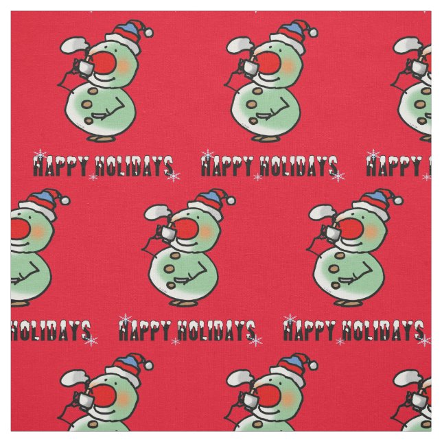 Happy Holidays (funny snowman) Fabric (Swatch)