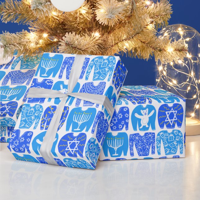 HAPPY HOLIDAYS Funny Ugly Hannukah Sweaters Wrapping Paper (Holidays)