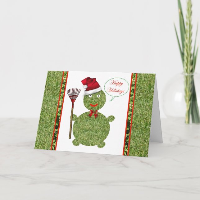 Happy Holidays gardener lawn care landscape Holiday Card (Front)
