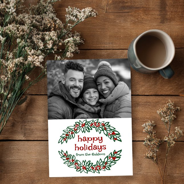 Happy Holidays Garland CUSTOM PHOTO Christmas Holiday Card (Happy Holidays Garland CUSTOM PHOTO Christmas Holiday Card
)