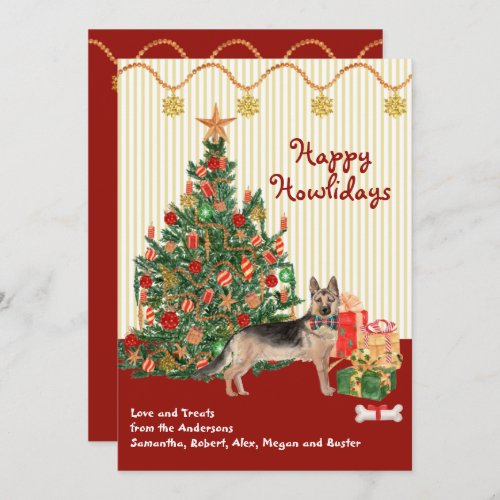 Happy Holidays German Shepherd Dog Tree Presents