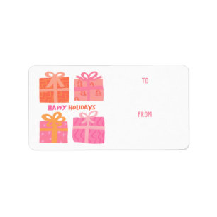 HAPPY HOLIDAYS Gifts Bows Christmas CUSTOM TO FROM Label