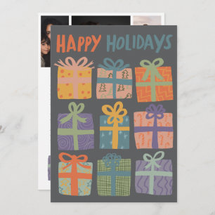HAPPY HOLIDAYS Gifts Christmas CUSTOM 3 Photos Holiday Card