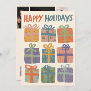 HAPPY HOLIDAYS Gifts Christmas CUSTOM 3 Photos Holiday Card