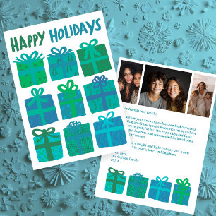 HAPPY HOLIDAYS Gifts Christmas CUSTOM 3 Photos Holiday Card