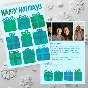 HAPPY HOLIDAYS Gifts Christmas CUSTOM 3 Photos Holiday Card