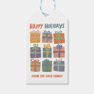HAPPY HOLIDAYS Gifts Presents Christmas CUSTOM Gift Tags