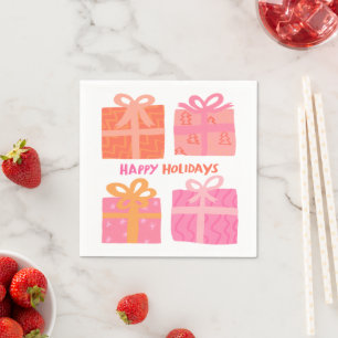 HAPPY HOLIDAYS Gifts Presents Christmas CUSTOM Napkins