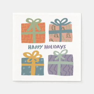 HAPPY HOLIDAYS Gifts Presents Christmas CUSTOM Napkins