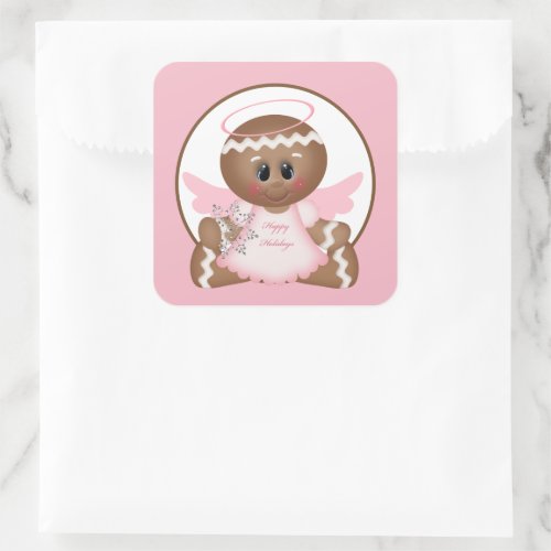 Happy Holidays gingerbread Angel sticker