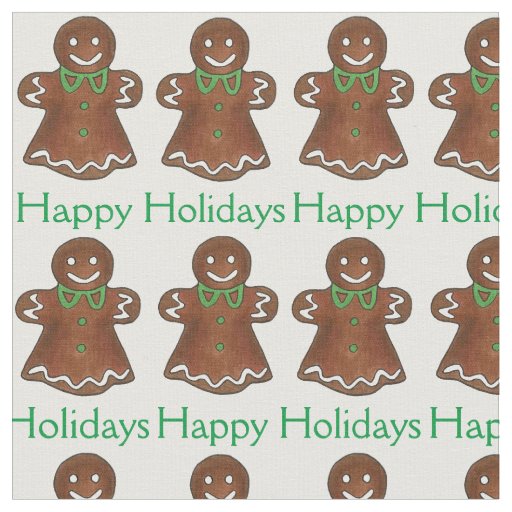 Happy Holidays Gingerbread Cookie Christmas Treats Fabric