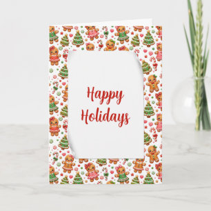 Happy Holidays Gingerbread Cookies and Candy Canes Card