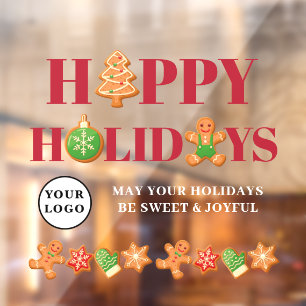 Happy Holidays Gingerbread Cookies Window Cling