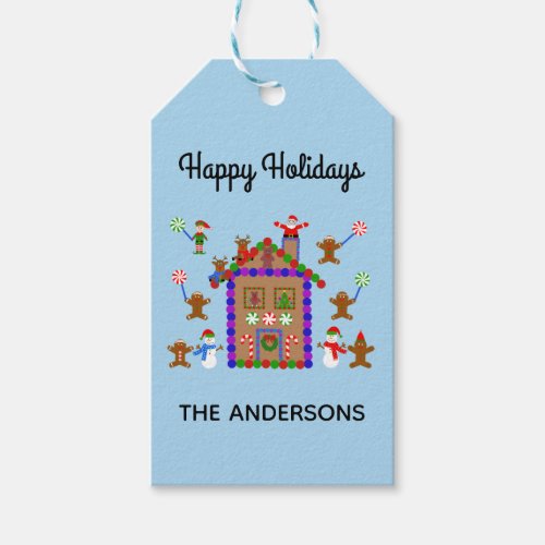 Happy Holidays Gingerbread House 2 Gift Tag