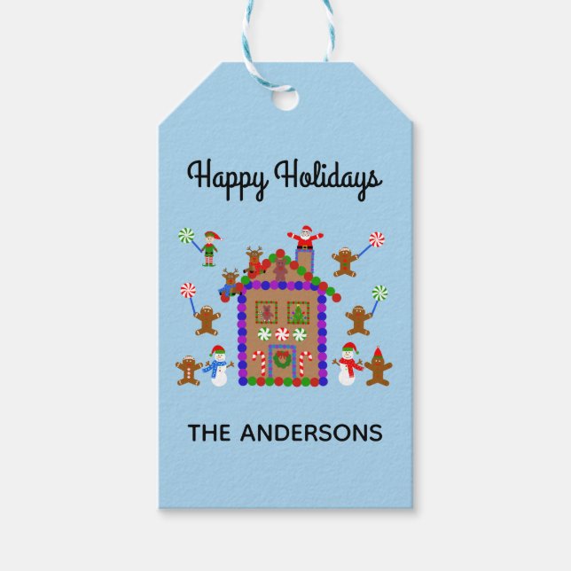 Happy Holidays Gingerbread House #2 Gift Tag (Front)