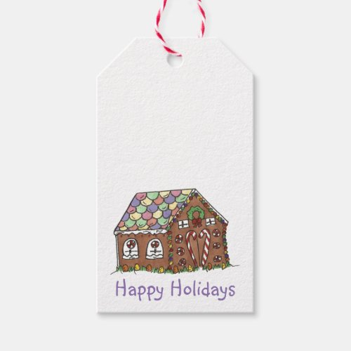 Happy Holidays Gingerbread House Christmas Candy Gift Tags