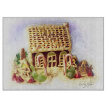 Happy Holidays Gingerbread House Cutting Board