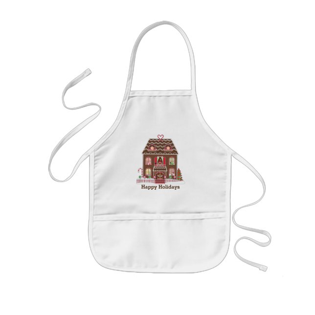 Happy Holidays Gingerbread House Kids' Apron (Front)