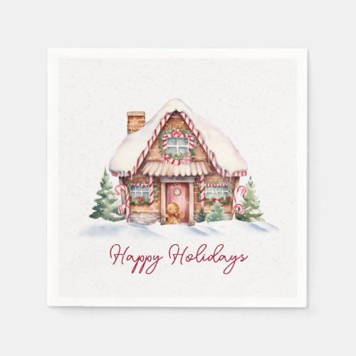 Happy Holidays Gingerbread House Napkins