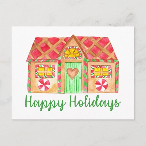 Happy Holidays Gingerbread house Postcard