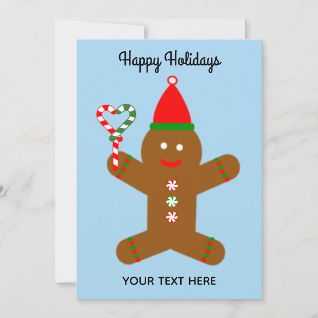 Happy Holidays Gingerbread Man #1-2 Holiday Card (Front)