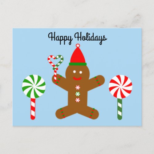 Happy Holidays Gingerbread Man 1 Postcard