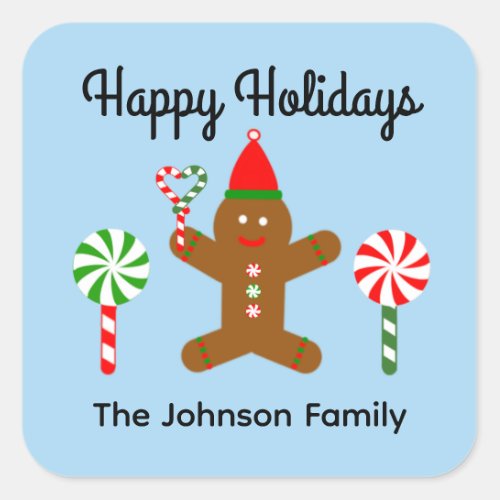 Happy Holidays Gingerbread Man 1 Stickers