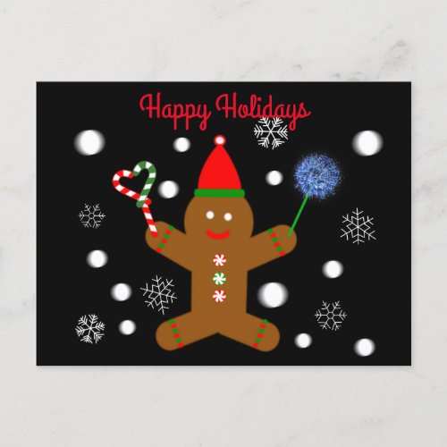 Happy Holidays Gingerbread Man 2 Postcard