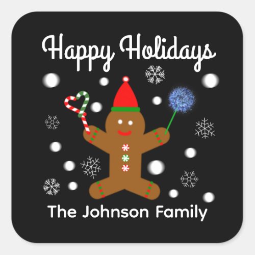 Happy Holidays Gingerbread Man 2 Stickers