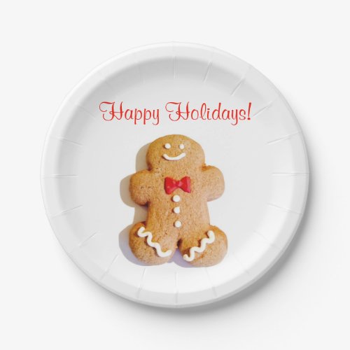 Happy Holidays Gingerbread Man 4Bernie Paper Plates