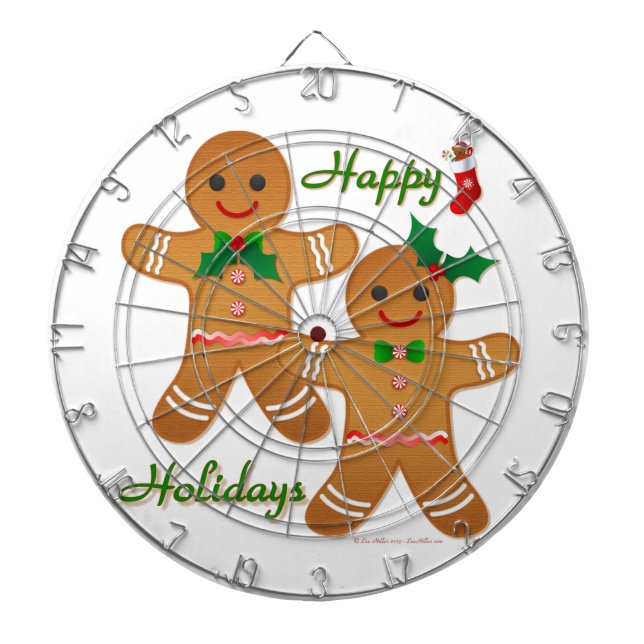 Happy Holidays Gingerbread Man Boy Girl Dartboard (Front)
