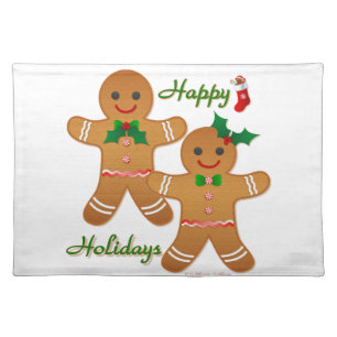 Happy Holidays Gingerbread Man Boy Girl Placemat