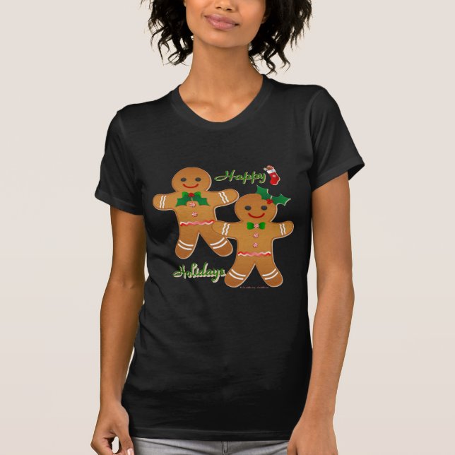 Happy Holidays Gingerbread Man Boy Girl T-Shirt (Front)