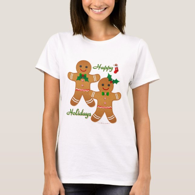 Happy Holidays Gingerbread Man Boy Girl T-Shirt (Front)