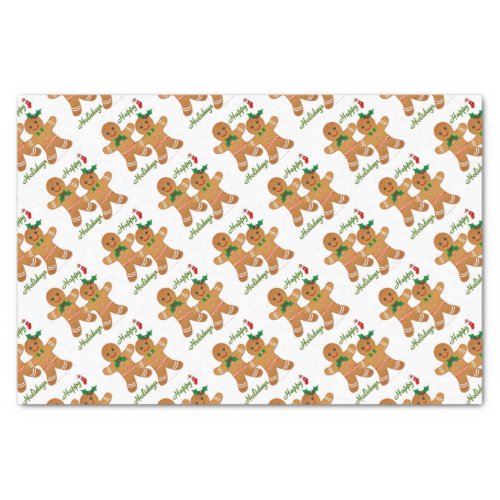 Happy Holidays Gingerbread Man Boy Girl Tissue Paper