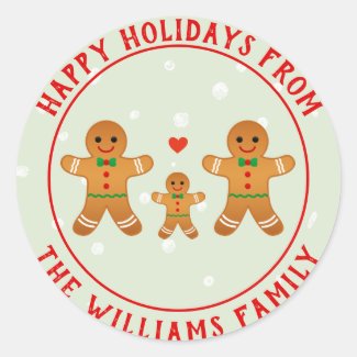 Happy Holidays! Gingerbread Man Christmas Classic Round Sticker