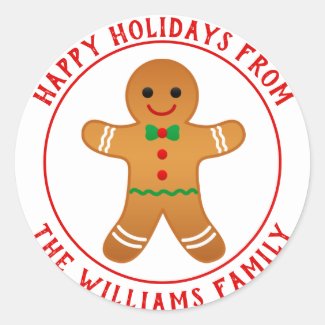 Happy Holidays! Gingerbread Man Christmas Classic Round Sticker