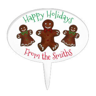 Happy Holidays Gingerbread Man Christmas Cookies Cake Topper