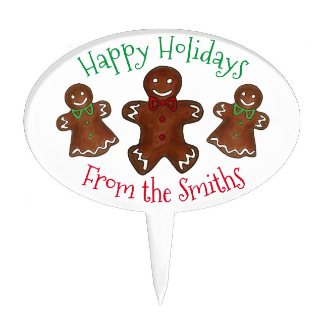 Happy Holidays Gingerbread Man Christmas Cookies Cake Topper (Front)