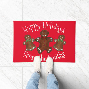 Happy Holidays Gingerbread Man Christmas Cookies Doormat