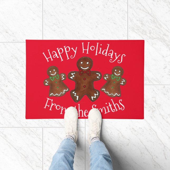 Happy Holidays Gingerbread Man Christmas Cookies Doormat (Indoor)