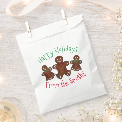 Happy Holidays Gingerbread Man Christmas Cookies Favor Bag