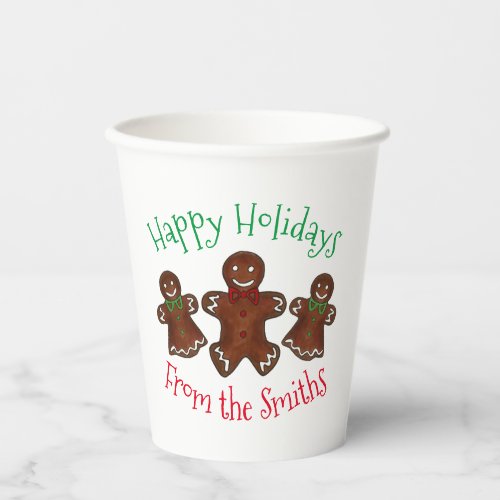 Happy Holidays Gingerbread Man Christmas Cookies Paper Cups