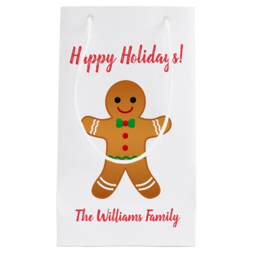 Happy Holidays  Gingerbread Man Christmas Small Gift Bag