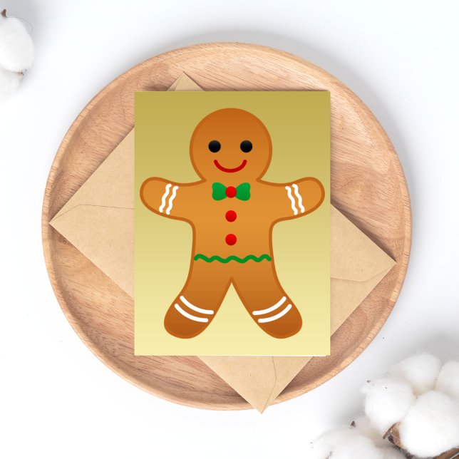 Happy Holidays Gingerbread Man Faux Gold Postcard (Creator Uploaded)