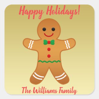 Happy Holidays! | Gingerbread Man Gold Christmas