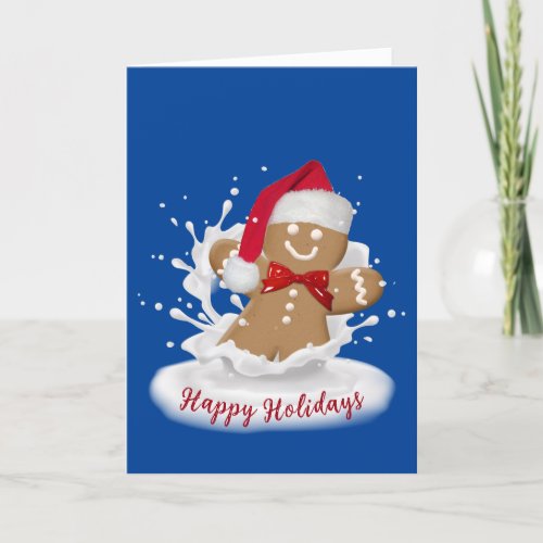 Happy Holidays Gingerbread Man in Milk  Card