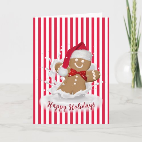 Happy Holidays Gingerbread Man in Milk Card